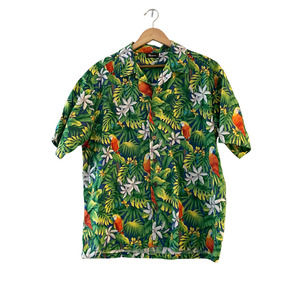 Reebesse Size L/XL Mens Tropical Hawaiian Aloha Button Shirt Floral Bird USA